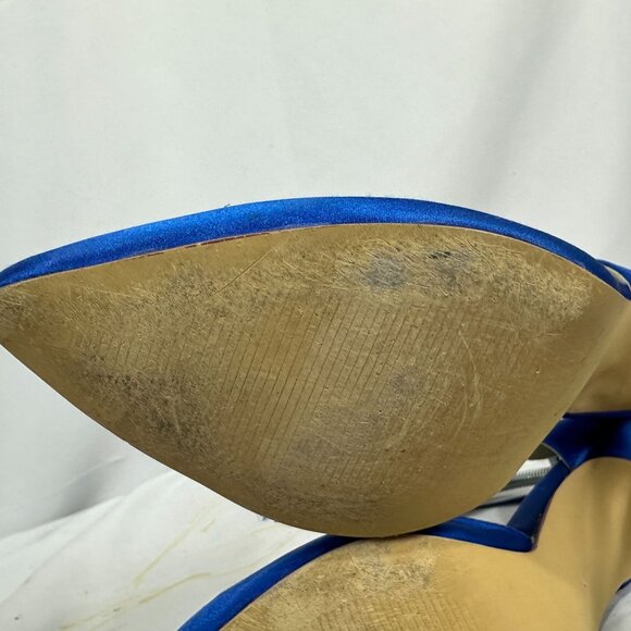 Elegant Park Blue Pointed-Toe High Heels Ankle Strap 3.5-Inch Stiletto Womens 8 - Picture 9 of 10